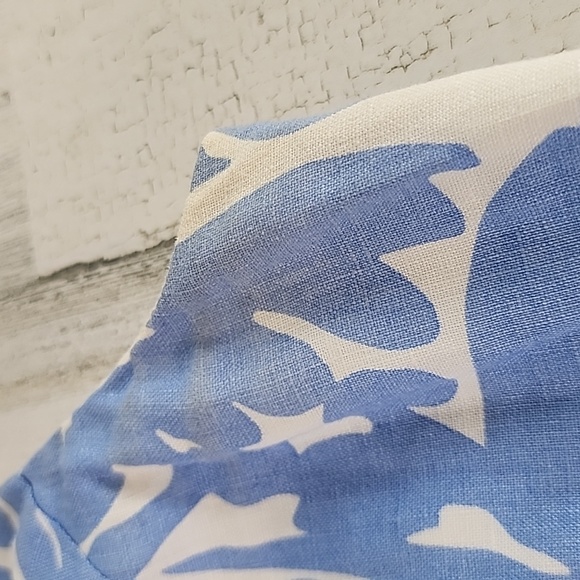 Lauren Ralph Lauren linen blue white sleeveless pleated lined dress Size 10 FLAW - Picture 14 of 14